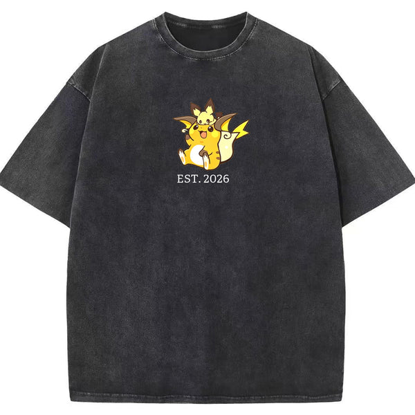 Cute Parent & Kid Raichu Vintage Washed T-Shirt