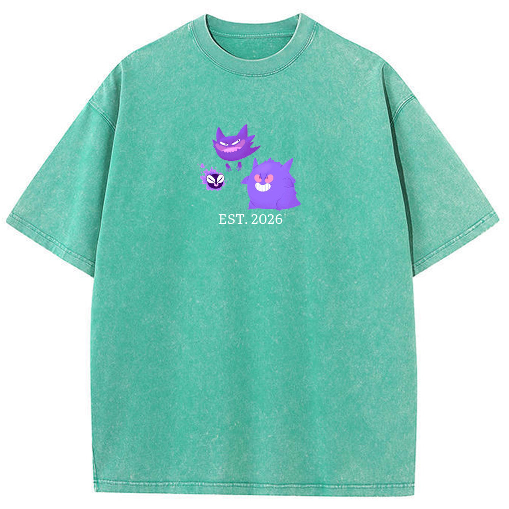 Cute Parent & Kid Gastly Haunter Gengar Vintage Washed T-Shirt
