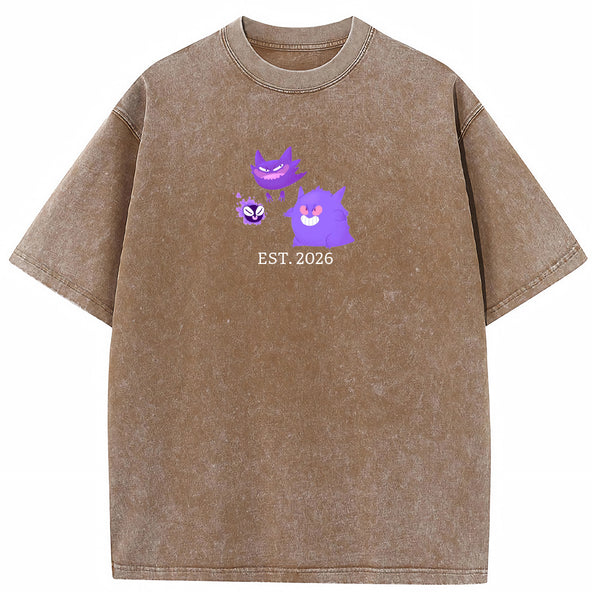 Cute Parent & Kid Gastly Haunter Gengar Vintage Washed T-Shirt