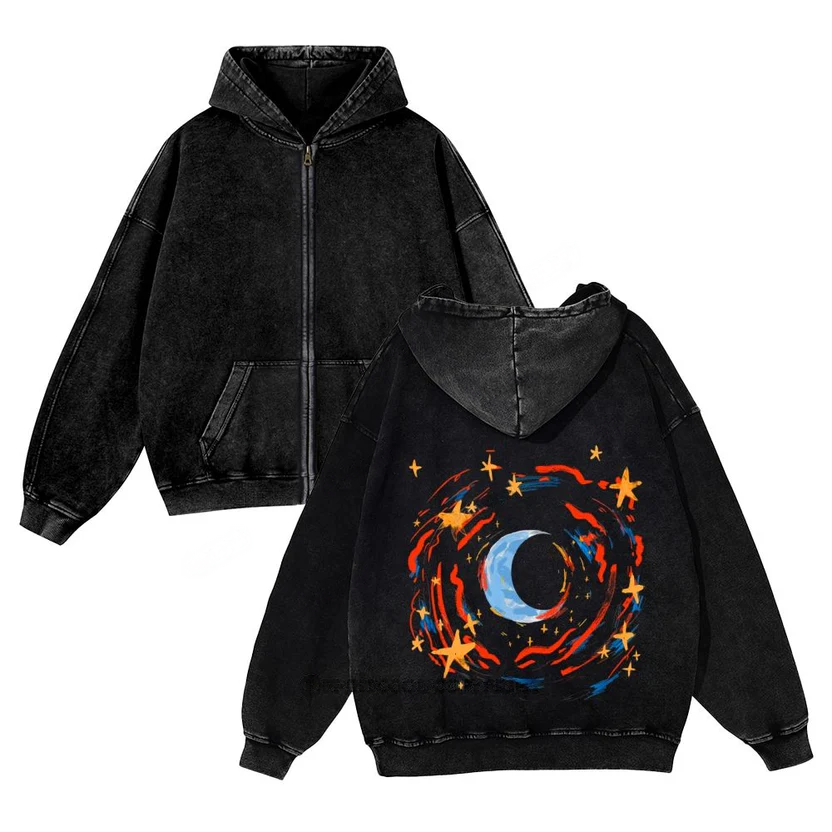 The Cosmic Rush Unisex Washed Cotton Zip Up Hoodie