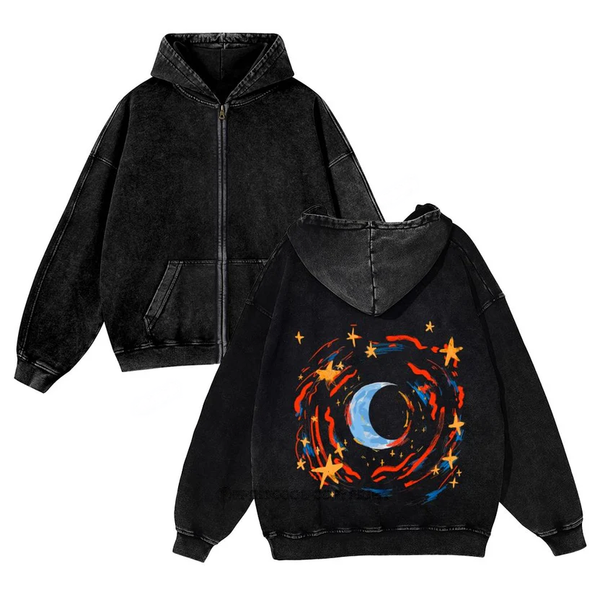 The Cosmic Rush Unisex Washed Cotton Zip Up Hoodie