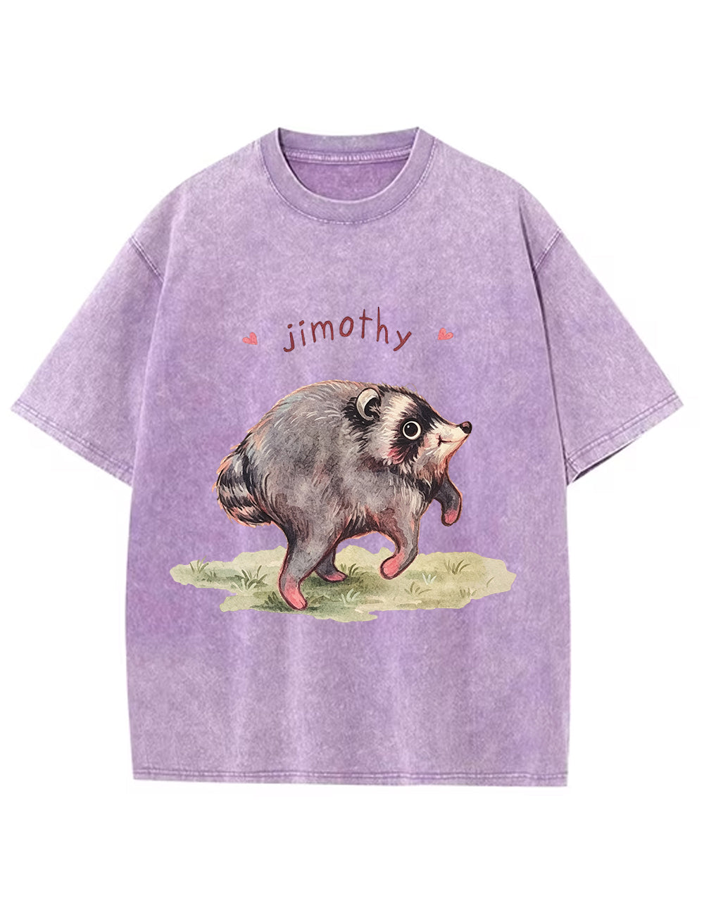 Vintage Washed Custom Name Raccoon Graphic T‑Shirt