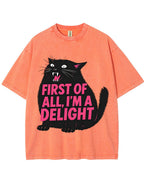Funny Sarcastic Cat Oversized Casual T-Shirt