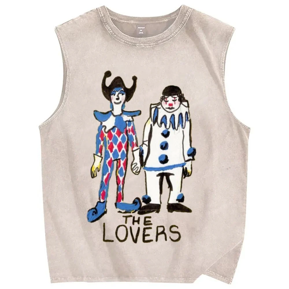 Clown Lovers' Quirky Art Unisex Printed Washed Tank Top