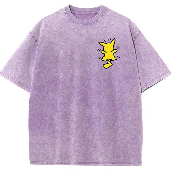 Multi Pokemon Silhouette Vintage Washed Back Print Tee | Pokemon Anime