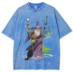 Wizard & Tower Unisex Printed Retro Washed Short Sleeved T-Shirt