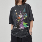 Wizard & Tower Unisex Printed Retro Washed Short Sleeved T-Shirt