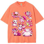 Pink Hearts Mixed Pokemon Cartoon Tee | Pokemon Anime