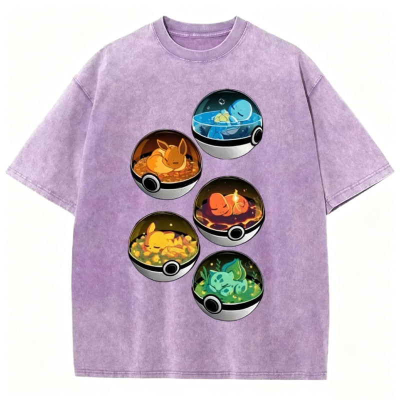 Five Pokémon Sleep Unisex Vintage Washed Tee Secondary image