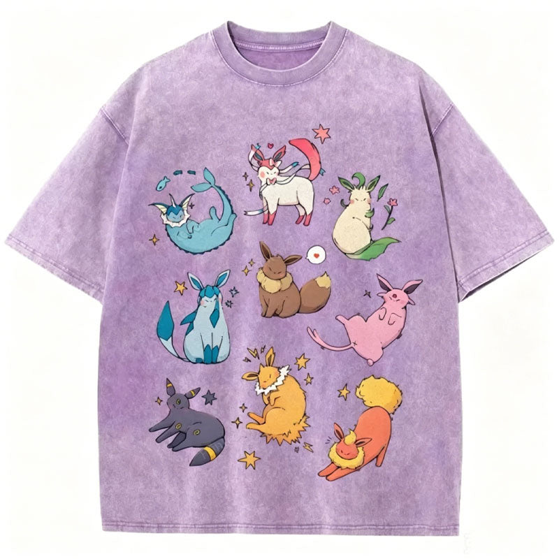 Eevee Evolution Form Unisex Vintage Washed Tee Secondary image