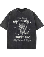 Funny Sarcastic Raccoon Vintage Washed T‑Shirt