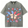 Pokémon Plusle And Minions Unisex Vintage Washed Tee
