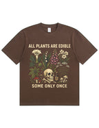 Retro Poisonous Plant Skull Mushroom  Soft Cotton T-Shirt