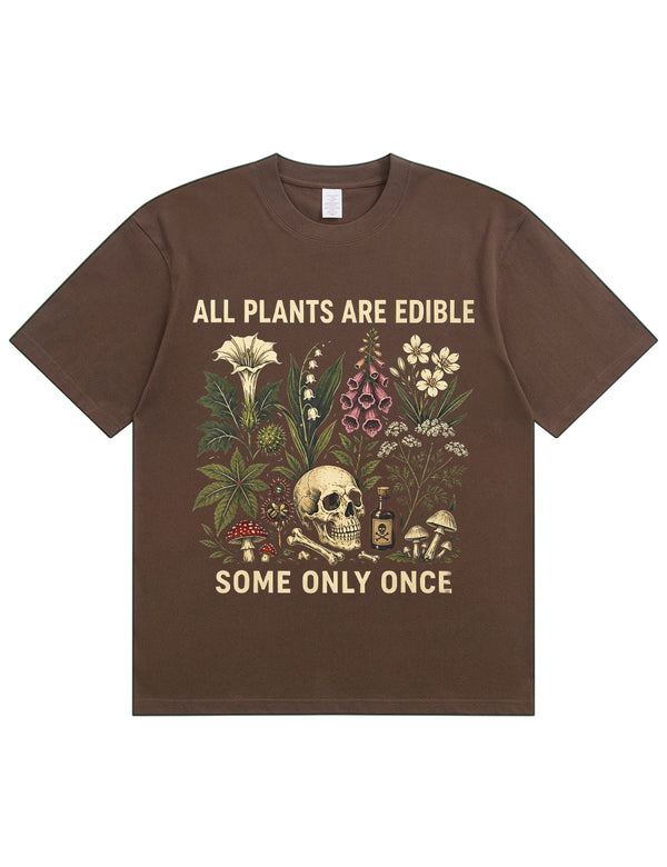 Retro Poisonous Plant Skull Mushroom  Soft Cotton T-Shirt