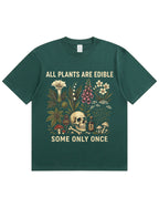 Retro Poisonous Plant Skull Mushroom  Soft Cotton T-Shirt