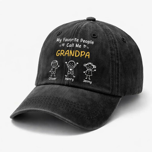 Custom Grandpa Denim Cap, My favorite People Hat