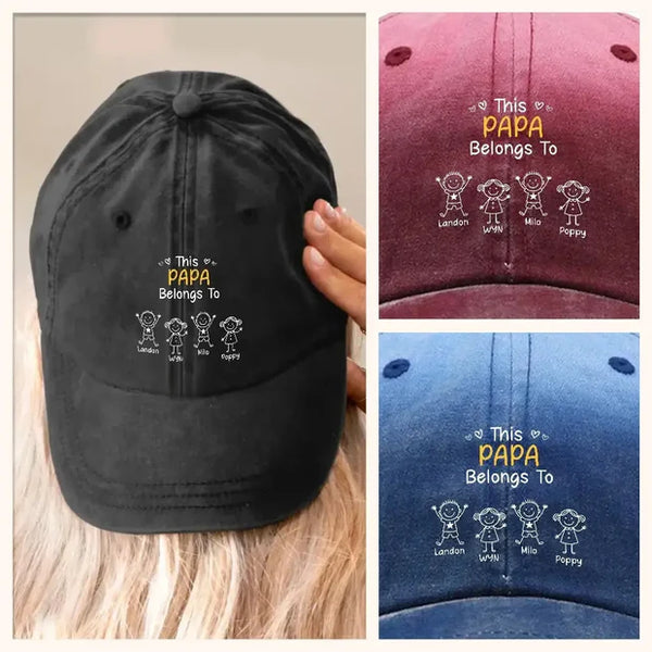 Papa Belongs To, Custom Cap for Men And Kids