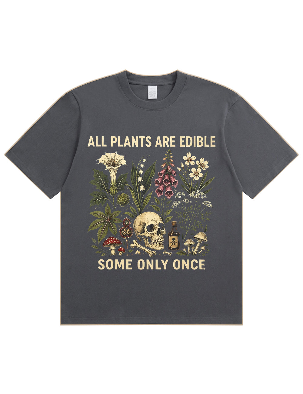 Retro Poisonous Plant Skull Mushroom  Soft Cotton T-Shirt