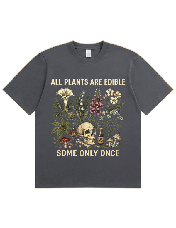 Retro Poisonous Plant Skull Mushroom  Soft Cotton T-Shirt