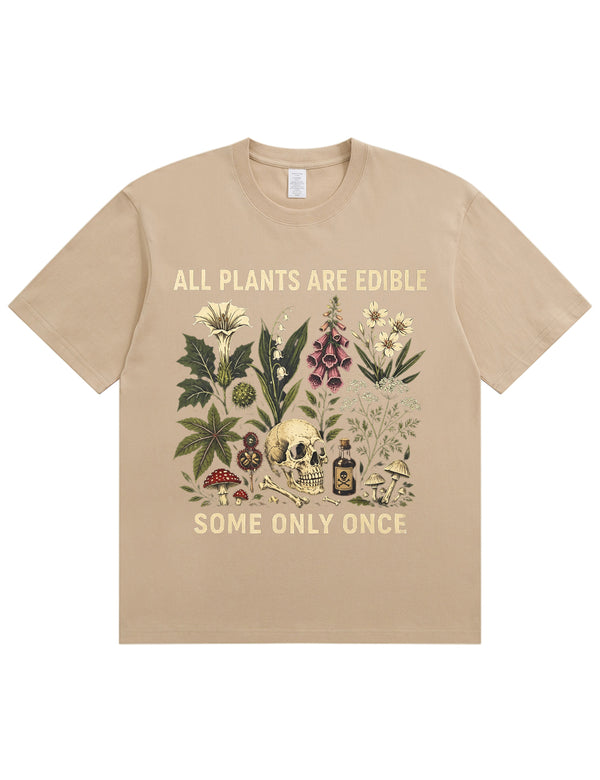 Retro Poisonous Plant Skull Mushroom  Soft Cotton T-Shirt