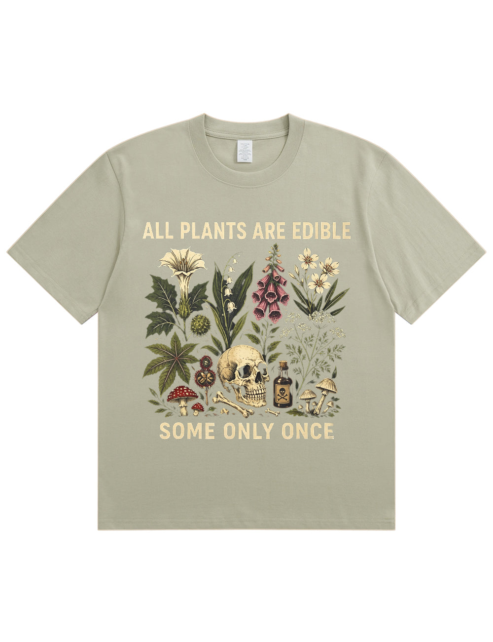 Retro Poisonous Plant Skull Mushroom  Soft Cotton T-Shirt