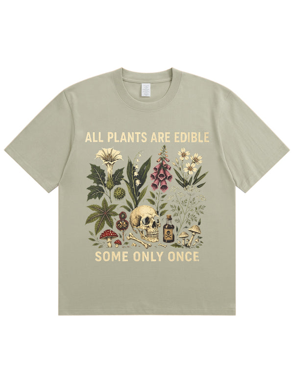 Retro Poisonous Plant Skull Mushroom  Soft Cotton T-Shirt