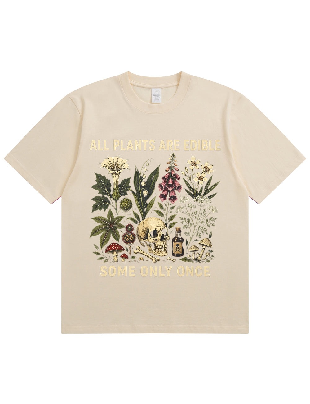 Retro Poisonous Plant Skull Mushroom  Soft Cotton T-Shirt
