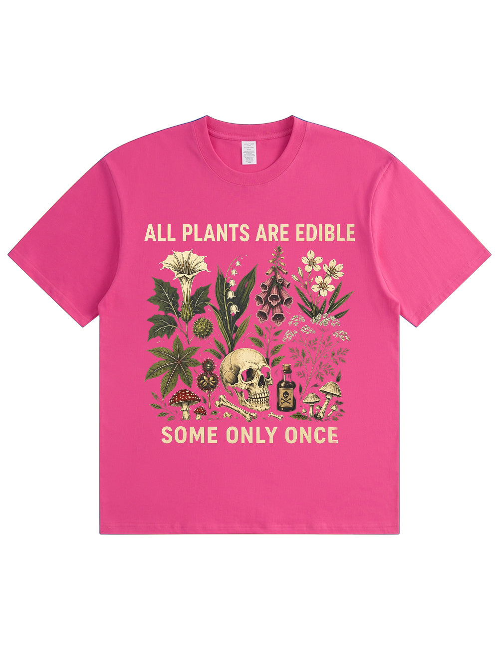Retro Poisonous Plant Skull Mushroom  Soft Cotton T-Shirt