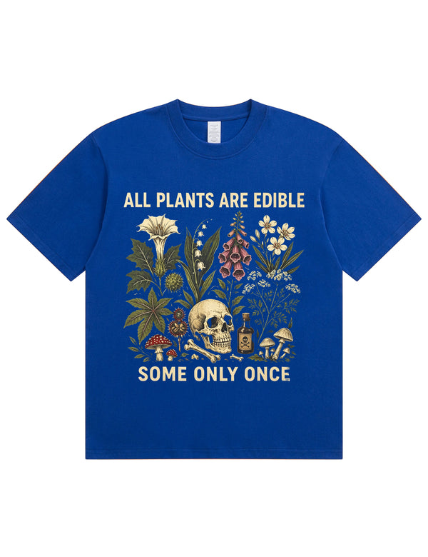 Retro Poisonous Plant Skull Mushroom  Soft Cotton T-Shirt