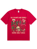 Retro Poisonous Plant Skull Mushroom  Soft Cotton T-Shirt