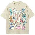 Aquatic Water Pokemon Collage Vintage Washed T-Shirt | Pokemon Anime