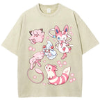 Pink Fairy Type Evolution Squad Cartoon Tee | Pokemon Anime