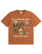 Retro Poisonous Plant Skull Mushroom  Soft Cotton T-Shirt