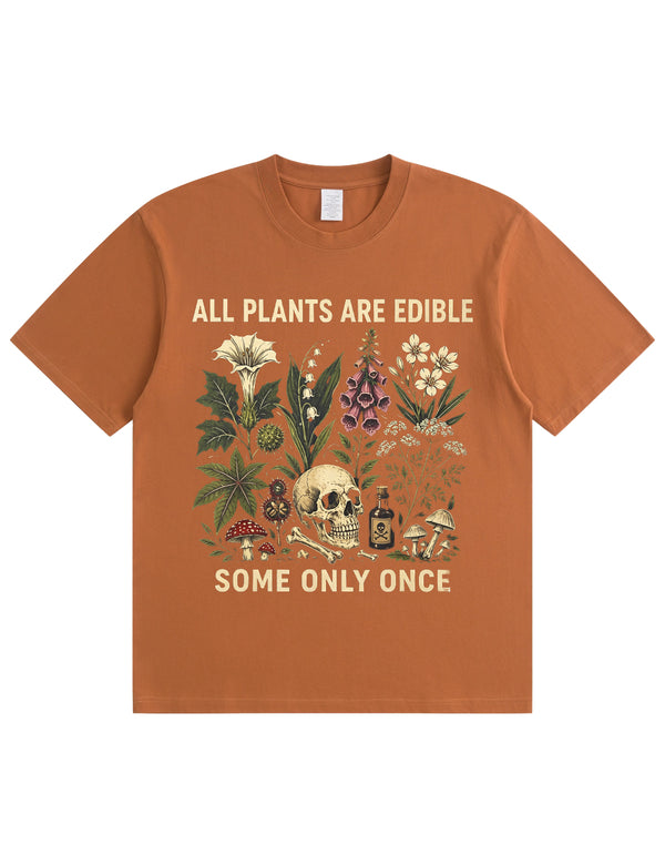 Retro Poisonous Plant Skull Mushroom  Soft Cotton T-Shirt
