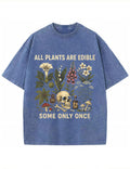 Retro Poisonous Plant Skull Mushroom  Vintage Washed T-Shirt