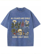 Retro Poisonous Plant Skull Mushroom  Vintage Washed T-Shirt