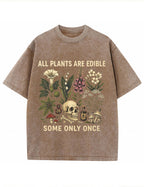 Retro Poisonous Plant Skull Mushroom  Vintage Washed T-Shirt