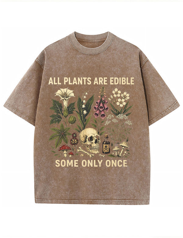Retro Poisonous Plant Skull Mushroom  Vintage Washed T-Shirt