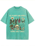 Retro Poisonous Plant Skull Mushroom  Vintage Washed T-Shirt