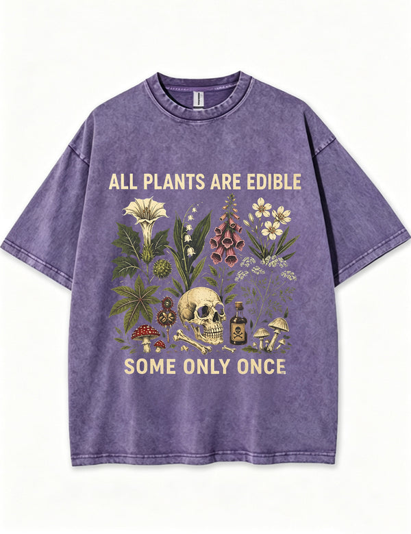 Retro Poisonous Plant Skull Mushroom  Vintage Washed T-Shirt