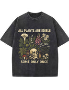 Retro Poisonous Plant Skull Mushroom  Vintage Washed T-Shirt