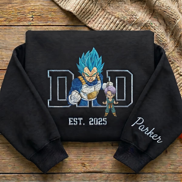Embroidered Anime Dad Shirt, Personalized Anime Father's Day Gift
