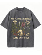 Retro Poisonous Plant Skull Mushroom  Vintage Washed T-Shirt
