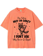 Funny Sarcastic Raccoon Vintage Washed T‑Shirt
