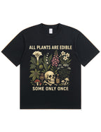 Retro Poisonous Plant Skull Mushroom  Soft Cotton T-Shirt
