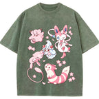 Pink Fairy Type Evolution Squad Cartoon Tee | Pokemon Anime