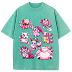 Pink Hearts Mixed Pokemon Cartoon Tee | Pokemon Anime