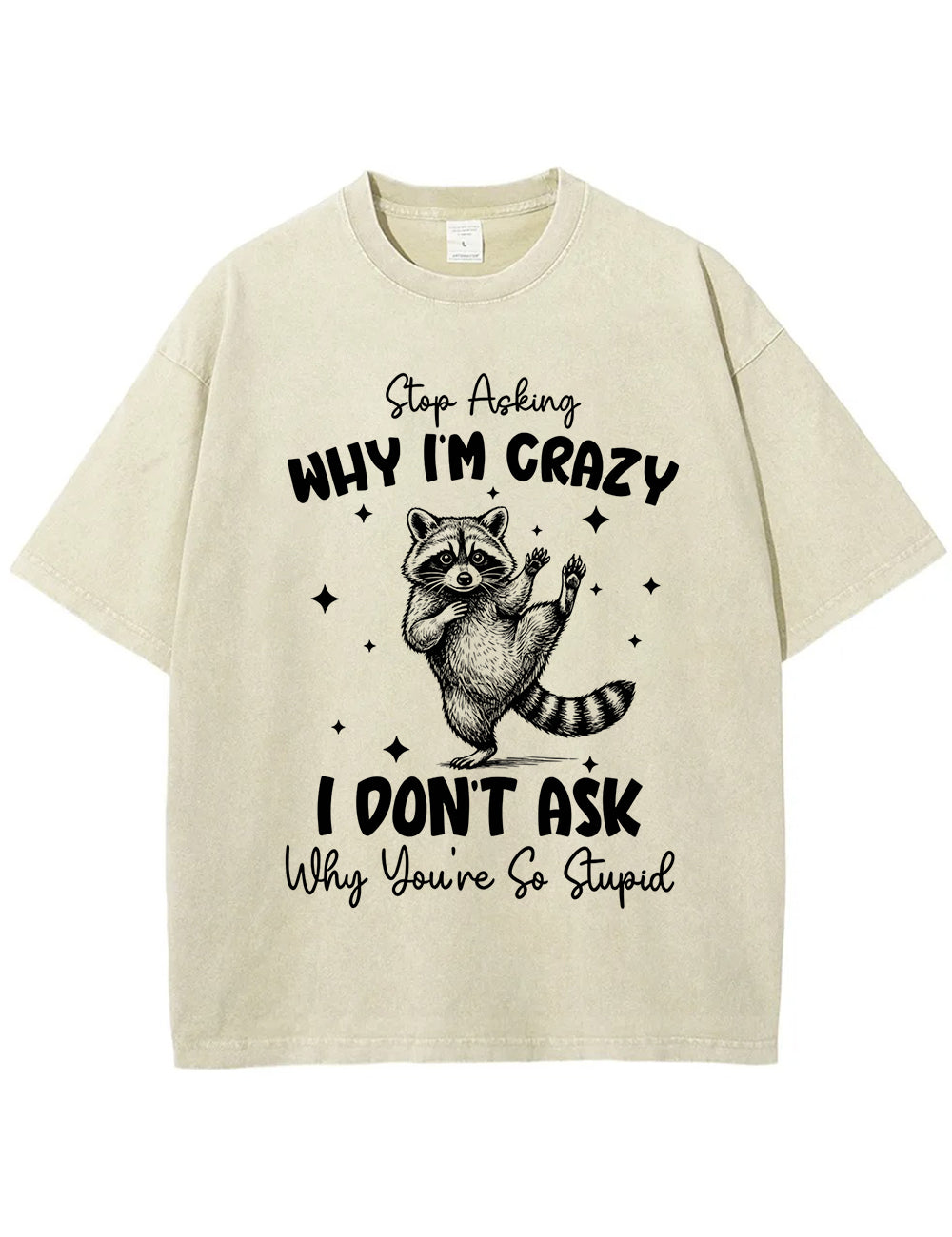 Funny Sarcastic Raccoon Vintage Washed T‑Shirt