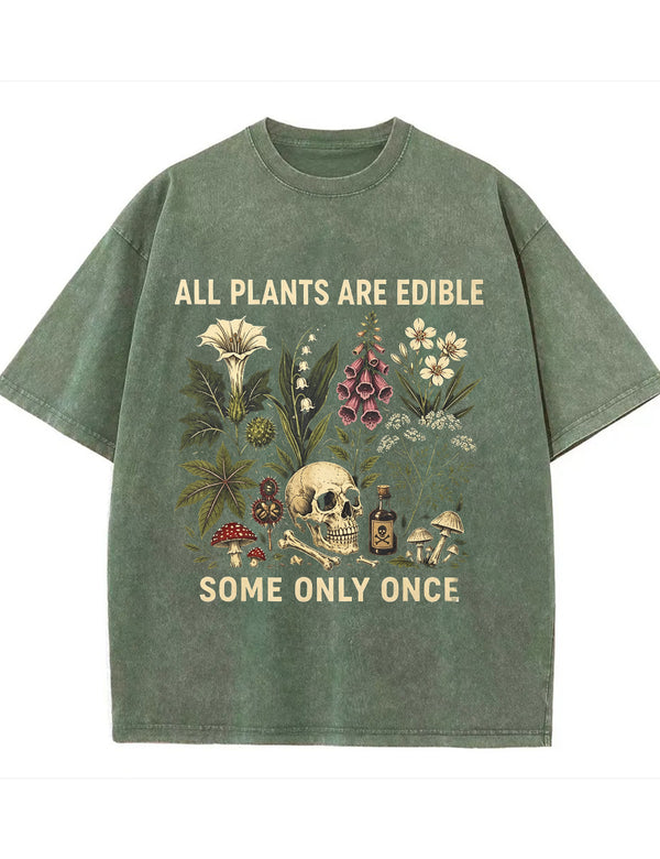 Retro Poisonous Plant Skull Mushroom  Vintage Washed T-Shirt