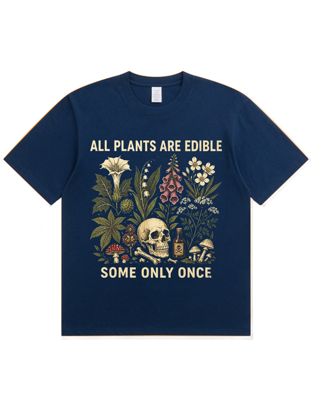 Retro Poisonous Plant Skull Mushroom  Soft Cotton T-Shirt